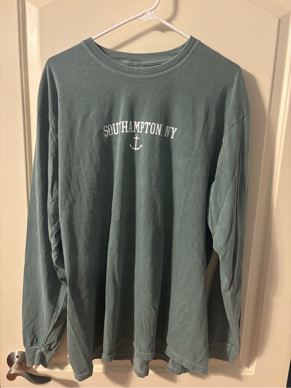Firstport Southampton NY Anchor Long Sleeve Tee - Seafoam Green XL